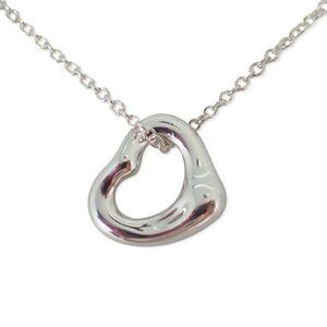 Tiffany & Co 925 Open Heart Pendant Necklace J121-68